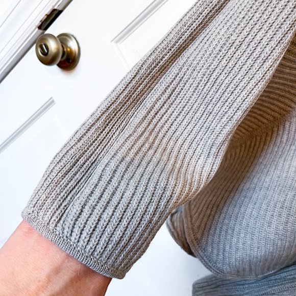 Babaton Grey V-Neck Merino Wool Sweater - Picture 3 of 5